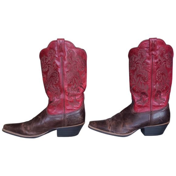 TWISTED X Pointed Gorgeous Red & Brown Embroidered Western Boots Sz 9.5 B. - Picture 6 of 16